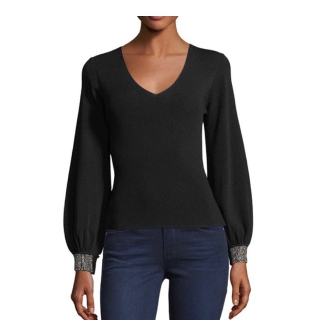 Milly Navy Blue Blouse With Decorative Cuffs
